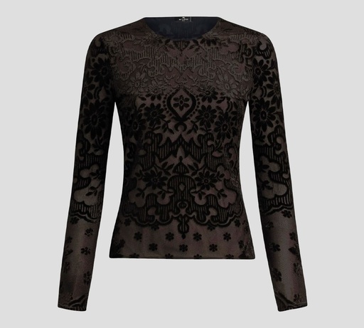 Etro - SWEATER DE JACGUARD EN TUL Y TERCIOPELO