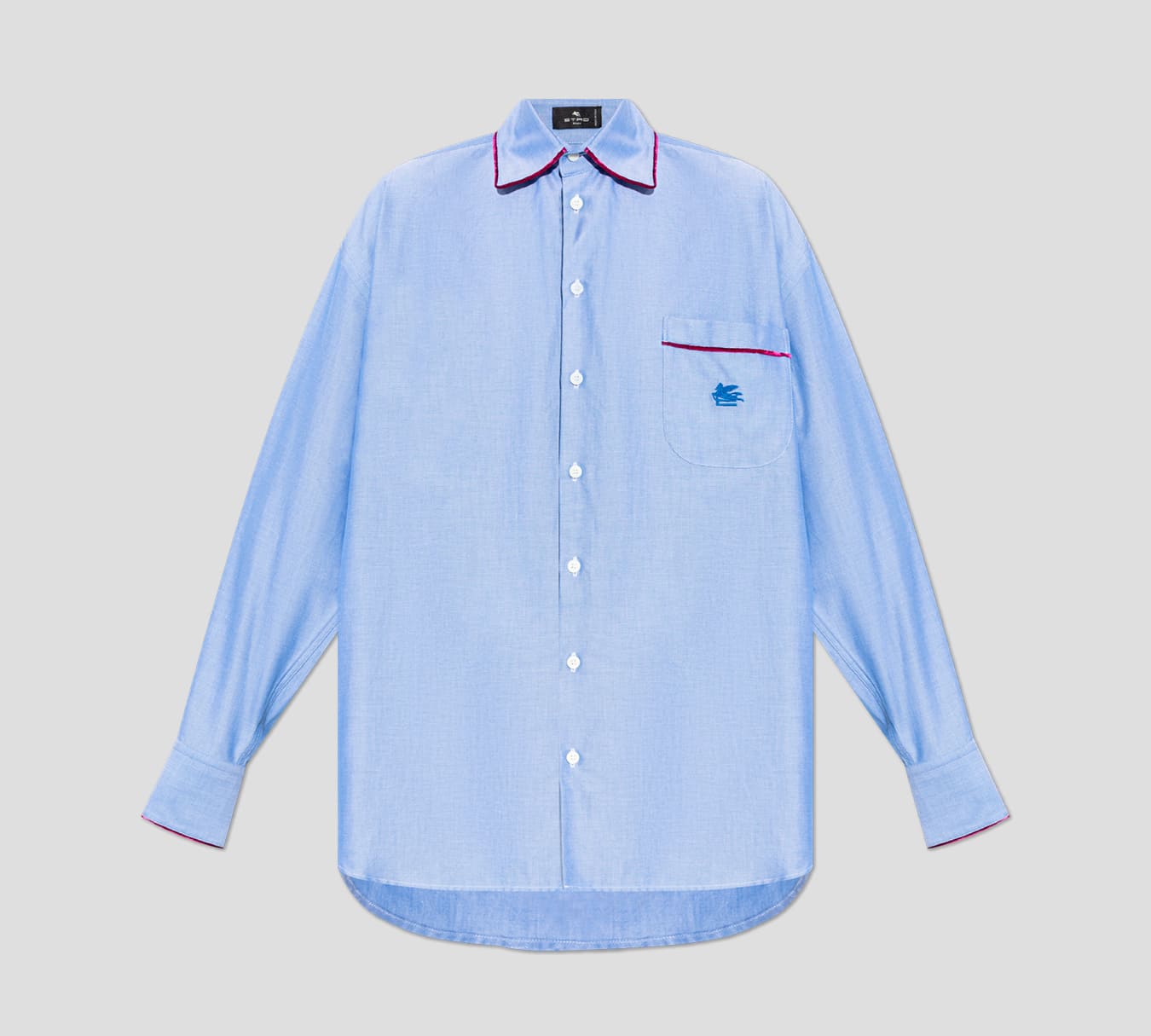 Etro - CAMISA OXFORD CON LOGO BORDADO Y BOLSILLO FRONTAL