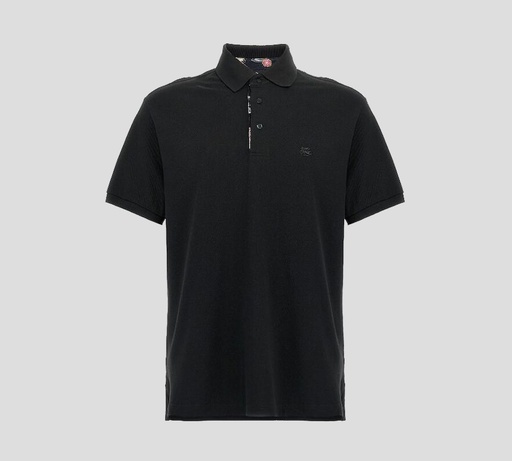 Etro - POLO BÁSICA NEGRA CON ESTAMPADO SUTIL EN BOTONERA Y CUELLO