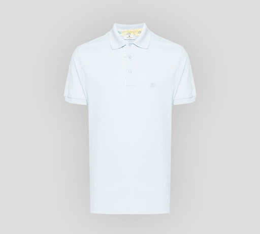 Etro - POLO BÁSICA AZUL CLARO CON ESTAMPADO SUTIL EN BOTONERA Y CUELLO