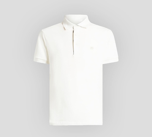 Etro - POLO BÁSICA BLANCA CON ESTAMPADO SUTIL EN BOTONERA Y CUELLO