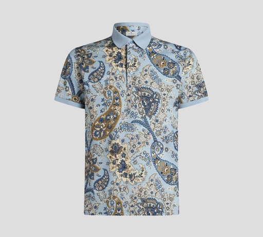 Etro - POLO AZUL CLARO CON ESTAMPADO PAISLEY FLORAL