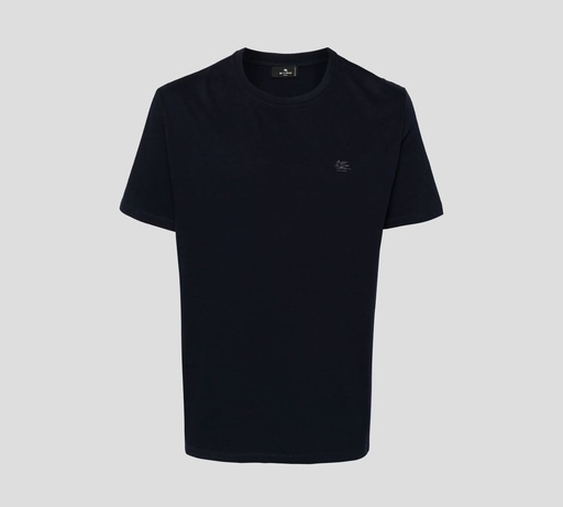 Etro - FRANELA BÁSICA CUELLO REDONDO CON LOGO BORDADO SOBRE EL PECHO