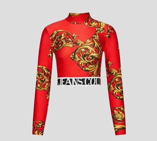 Versace Jeans Couture - CROP TOP DE LYCRA CON ESTAMPADO GARLAND Y CIERRE EN LA ESPALDA