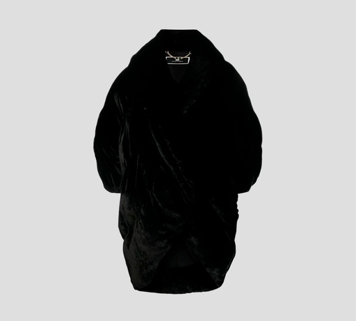 [PI66D37E2-V700-110] Elisabetta Franchi - ABRIGO ACOLCHONADO EN TERCIOPELO CON MANGAS MURCIÉLAGO