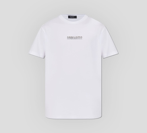 Dsquared2 - FRANELA CUELLO REDONDO BLANCA CON LOGO EN RELIEVE OUTLINE