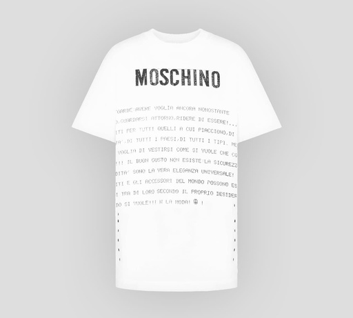 Moschino - FRANELA CUELLO REDONDO CON ESTAMPADO DE ESCRITO A MÁQUINA