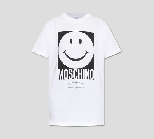 Moschino - FRANELA CUELLO REDONDO CON CARITA FELIZ EN BLANCO Y NEGRO
