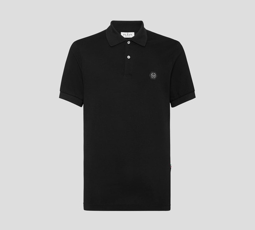 Philipp Plein - POLO UNICOLOR EN PUNTO PIQUÉ CON SELLO DE MARCA SOBRE EL PECHO