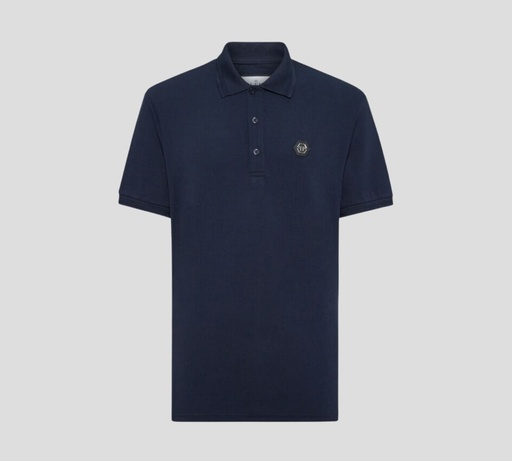 Philipp Plein - POLO UNICOLOR CLÁSICA CON SELLO DISTINTIVO SOBRE EL PECHO