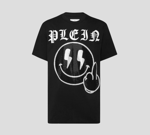 Philipp Plein - FRANELA CUELLO REDONDO CON EMOJI FRONTAL EN PEDRERÍA