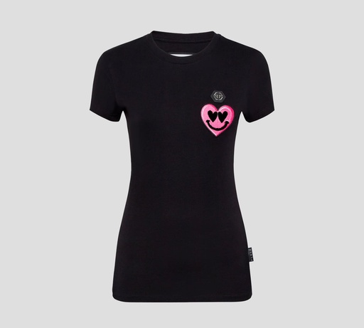 Philipp Plein - FRANELA CUELLO REDONDO CON CORAZÓN BORDADO SOBRE EL PECHO