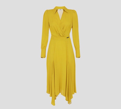 [AB86552E2-DK5] Elisabetta Franchi - VESTIDO MANGA LARGA DE VISCOSA CON ESTAMPADO POLKA DOT