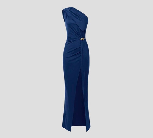 Elisabetta Franchi - VESTIDO DE GALA ASIMÉTRICO CON BROCHE EN LA CINTURA
