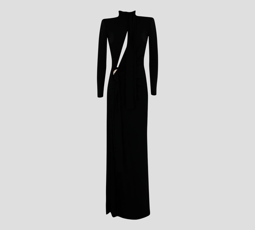 [ABR0951E2-110] Elisabetta Franchi - VESTIDO LARGO CON ESCOTE AMPLIO EN ESPALDA Y CUELLO ALTO