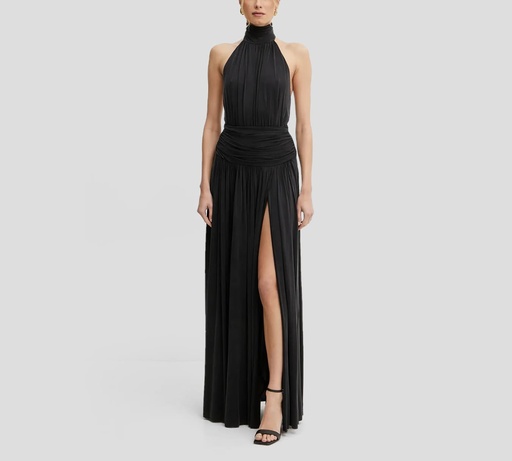 [ABR2751E2-DC3] Elisabetta Franchi - VESTIDO LARGO CON ABERTURA EN FALDA Y ESPALDA DESCUBIERTA