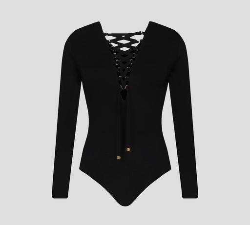 [BO01951E2-110] Elisabetta Franchi - BODY NEGRO CON TRENZADO