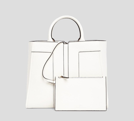 [BS07A51E2-360] Elisabetta Franchi - CARTERA GRANDE EN CUERO SINTÉTICO CON LOGO EN RELIEVE Y TIRA REMOVIBLE