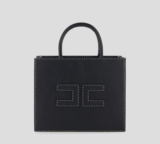 [BS09A51E2-110] Elisabetta Franchi - CARTERA NEGRA CON COSTURA BLANCA