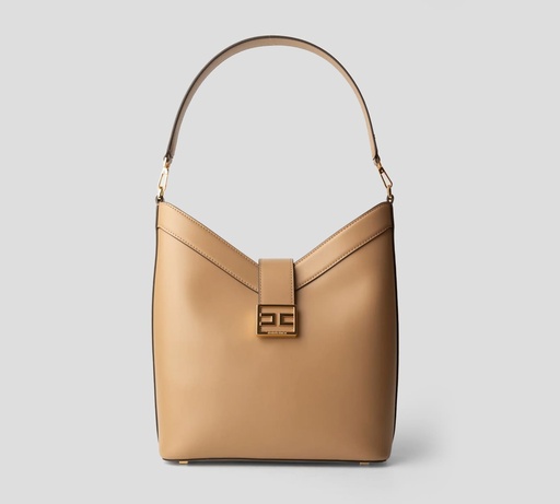 [BS19A51E2-032] Elisabetta Franchi - CARTERA HOBO DE ASA GRANDE Y BROCHE DE LOGO