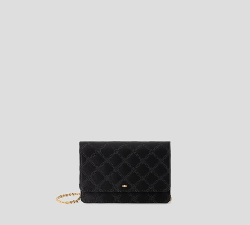 [BS36A51E2-110] Elisabetta Franchi - CARTERA DE MANO NEGRA CON PATRON DE LOGO