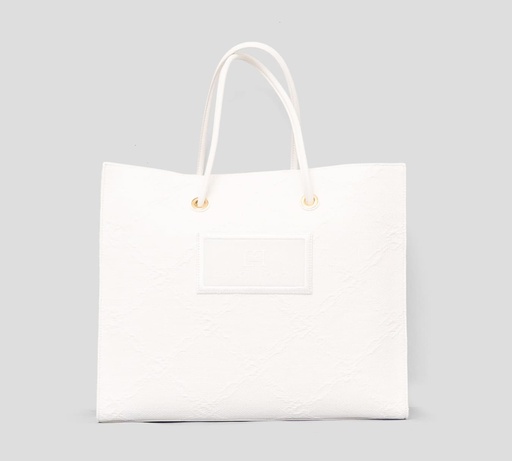 [BS82A52E2-360] Elisabetta Franchi - CARTERA CUADRADA TEXTURIZADA CON PATRÓN BORDADO