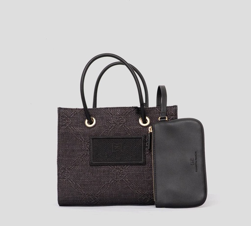 [BS83A52E2-110] Elisabetta Franchi - CARTERA CUADRADA PEQUEÑA TEXTURIZADA CON PATRÓN BORDADO