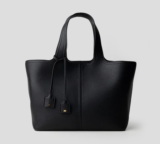 [BS96A52E2-110] Elisabetta Franchi - CARTERA MEDIANA EN CUERO SINTÉTICO CON DIJES DE LOGOTIPO