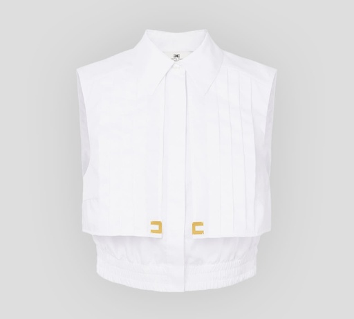 Elisabetta Franchi - CROP TOP DE POPELINA CON CAPA PLISADA