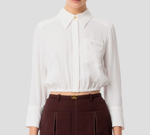[CA05551E2-360] Elisabetta Franchi - BLUSA BLANCA MANGA LARGA