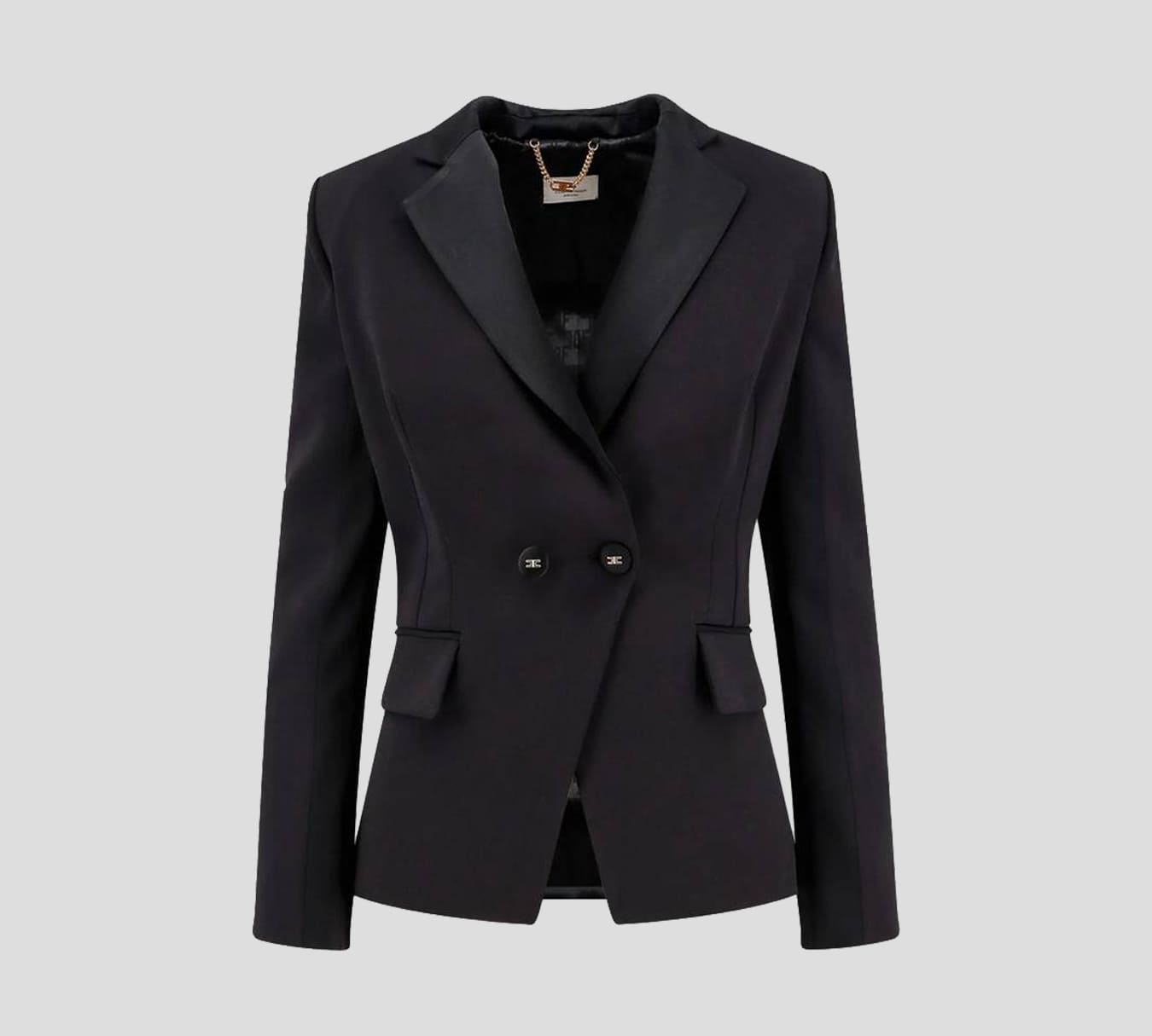 Elisabetta Franchi - BLAZER NEGRO CON SOLAPA BRILLANTE
