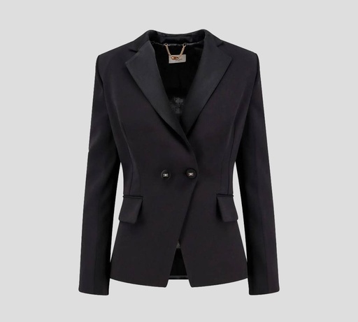 [GI14951E2-110] Elisabetta Franchi - BLAZER NEGRO CON SOLAPA BRILLANTE