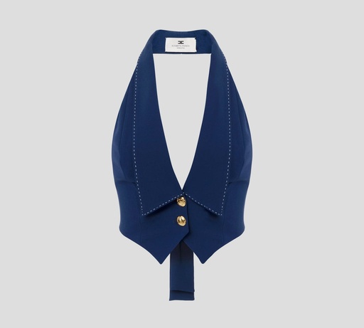 [GL00151E2-DC8] Elisabetta Franchi - CHALECO AZUL CON BOTONES DORADOS