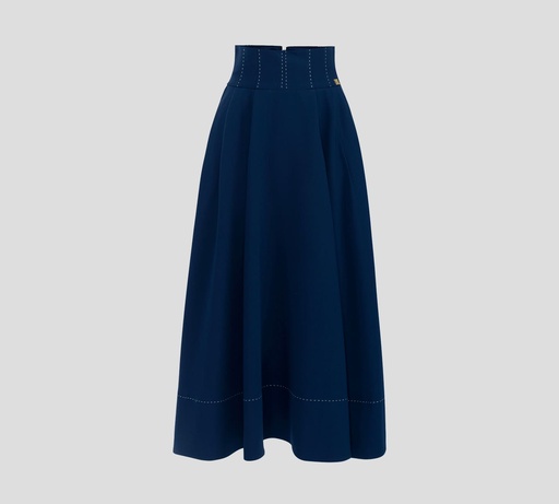 Elisabetta Franchi - FALDA CIRCULAR DE CREPÉ CON COSTURAS CONTRASTANTES