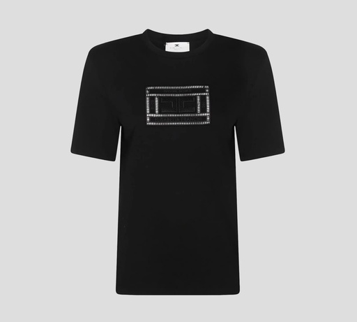 [MA01651E2-110] Elisabetta Franchi - BLUSA NEGRA CON LOGO