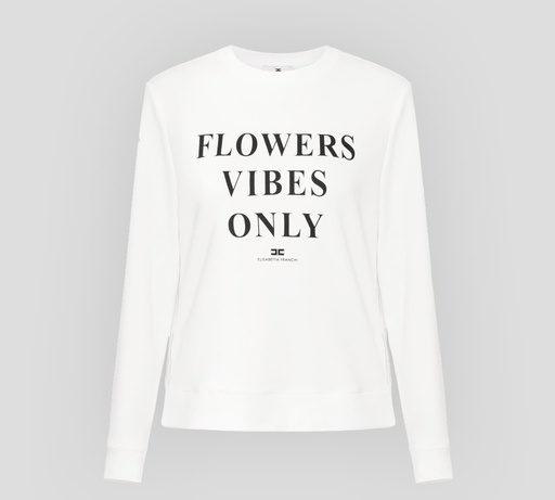 [MD00151E2-360] Elisabetta Franchi - SWEATER BLANCO CON LETRAS NEGRAS