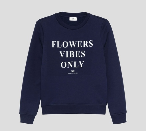 Elisabetta Franchi - SWEATER DE ALGODÓN MODAL CON ESTAMPADO FRONTAL