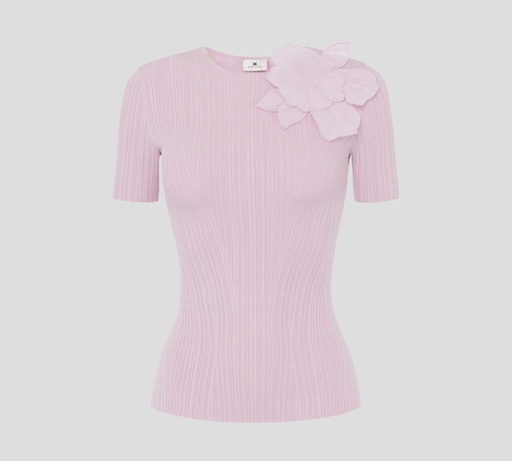 Elisabetta Franchi - BLUSA DE CANALÉ CON FLOR EN EL CUELLO