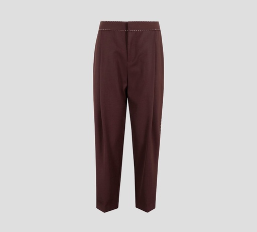 [PA06051E2-644] Elisabetta Franchi - PANTALÓN EN LANA FRESCA CON COSTURAS EN CONTRASTE