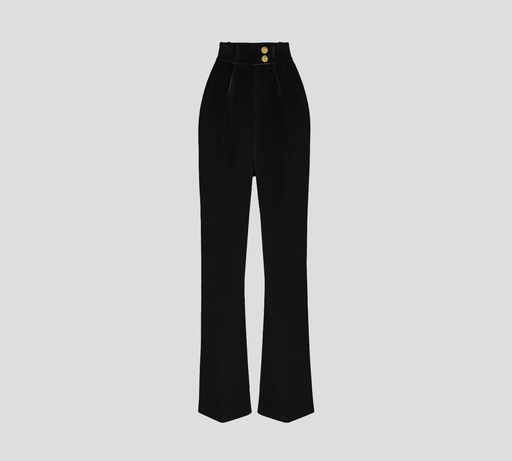 [PA06451E2-110] Elisabetta Franchi - PANTALÓN DE CREPÉ FLUIDO CON BOTONES DORADOS