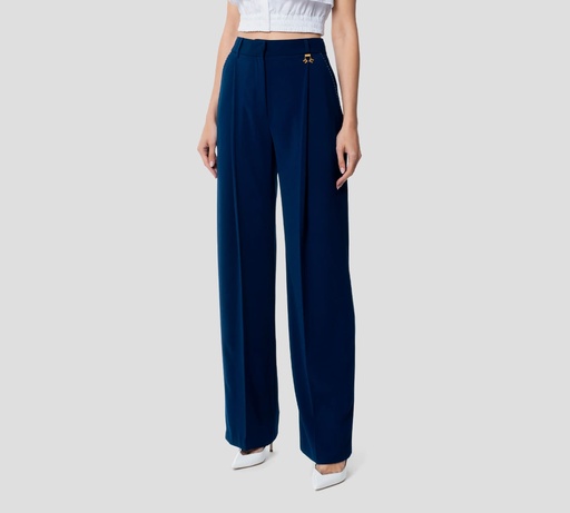 Elisabetta Franchi - PANTALÓN EN CREPÉ FLUIDO CORTE RECTO CON PINZA