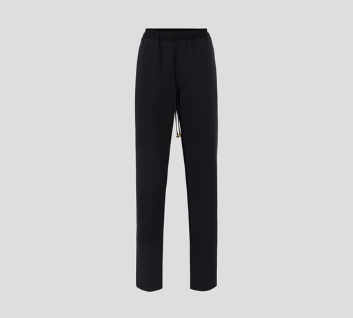 Elisabetta Franchi - PANTALON DE CREPÉ CON CINTURA ELÁSTICA Y TIRAS DE SATÉN