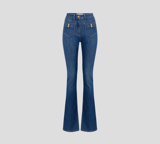 Elisabetta Franchi - JEAN CORTE ALTO SEMI ACAMPANADO CON BOLSILLOS FRONTALES