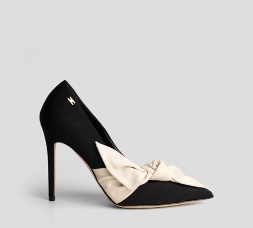 [SA12L51E2-685] Elisabetta Franchi - TACON NEGRO CON LAZO BEIGE
