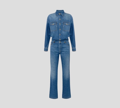 Elisabetta Franchi - ENTERIZO MANGA LARGA DE JEAN CON BOTONES DORADOS
