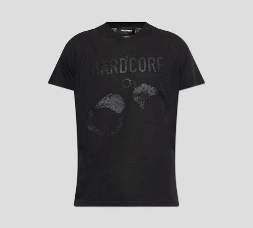 Dsquared2 - FRANELA CUELLO REDONDO NEGRA CON ESTAMPADO HARDCORE