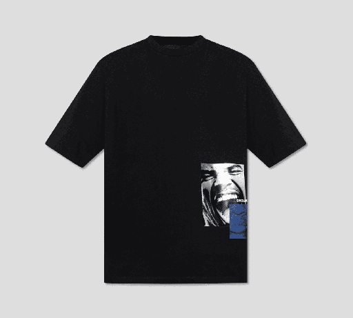 Dsquared2 - FRANELA CUELLO REDONDO NEGRA CON ESTAMPADO DE ROSTRO