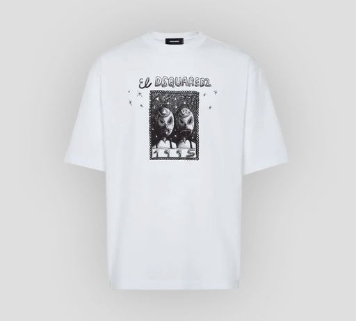 Dsquared2 - FRANELA CUELLO REDONDO CON ESTAMPADO DE LUCHADORES