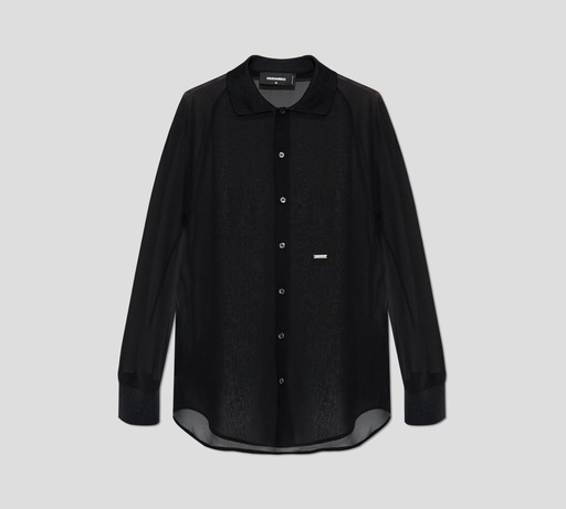 Dsquared2 - BLUSA NEGRA TRANSPARENTE ABOTONADA AL FRENTE