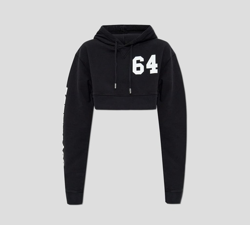 Dsquared2 - SWEATER CROP TOP CON HODDIE EN NEGRO CON ESTAMPADO 64